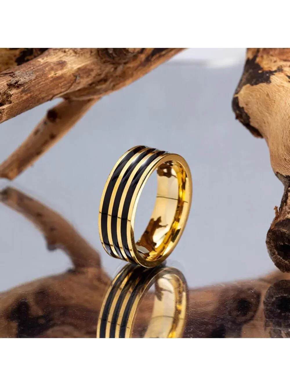 Black groove band RING - Gold- size 13